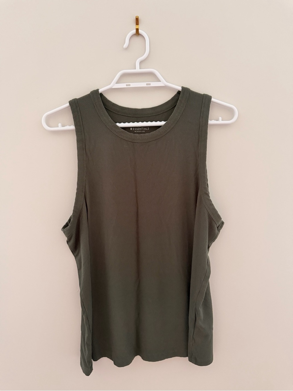 Reitmans Olive Ribbed Crewneck Tank Top